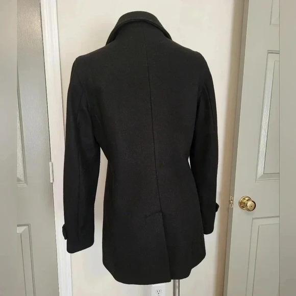 Gap Factory Store Classic Minimalist Chic Black Wool Blend Peacoat/Jacket(M) - Picture 5 of 9